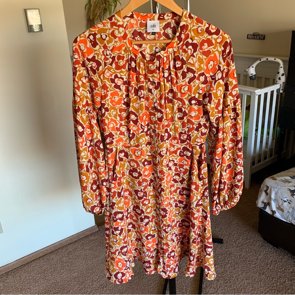 Cabi Daydream Boho Prairie Dress Floral Long Sleeve Midi XS